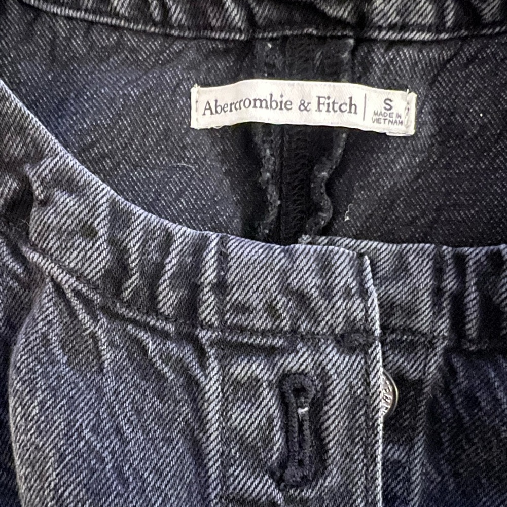 A&F Black Denim Button Front Mini Dress - Picture 3 of 4